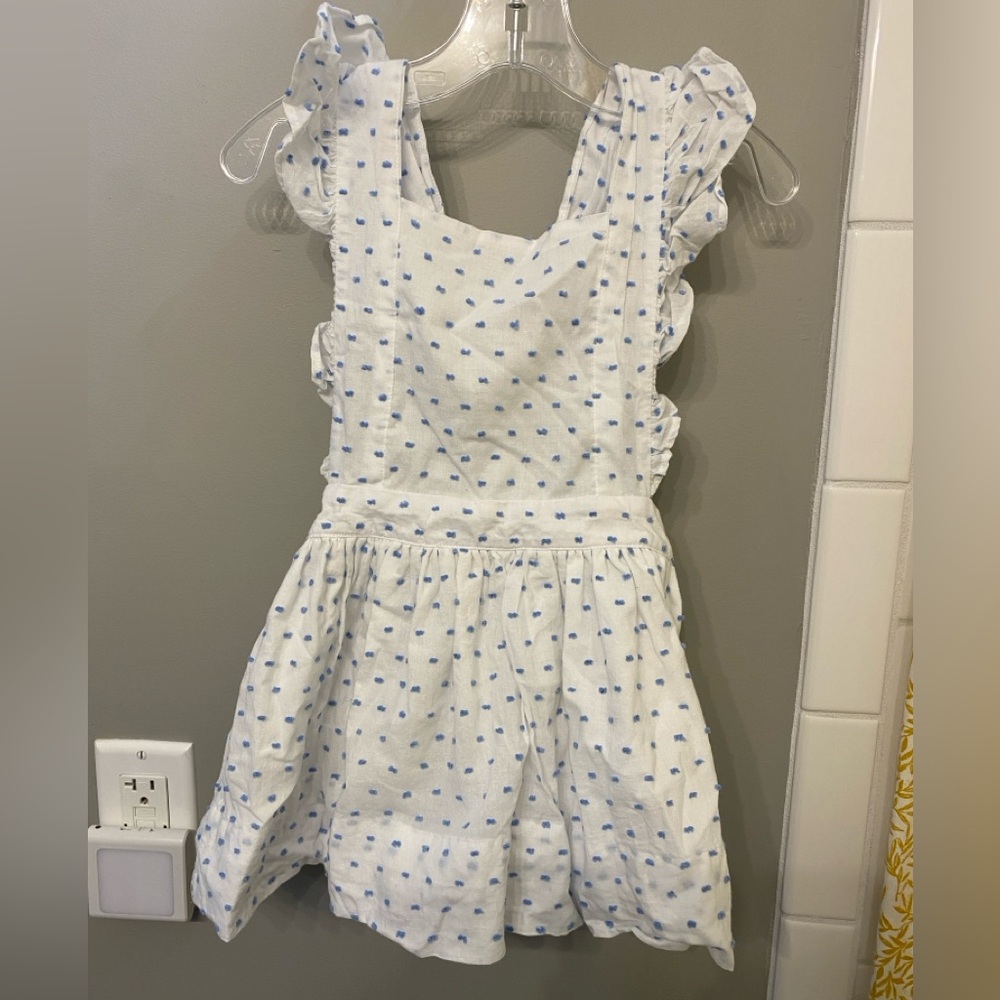 Little Louanne White Dress with Blue Dots / Size 3T / VGUC
